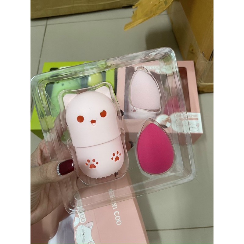 Bông Mút Nee Ni Coo Set Kitten Puff Sponge Blender Beauty 3 Items