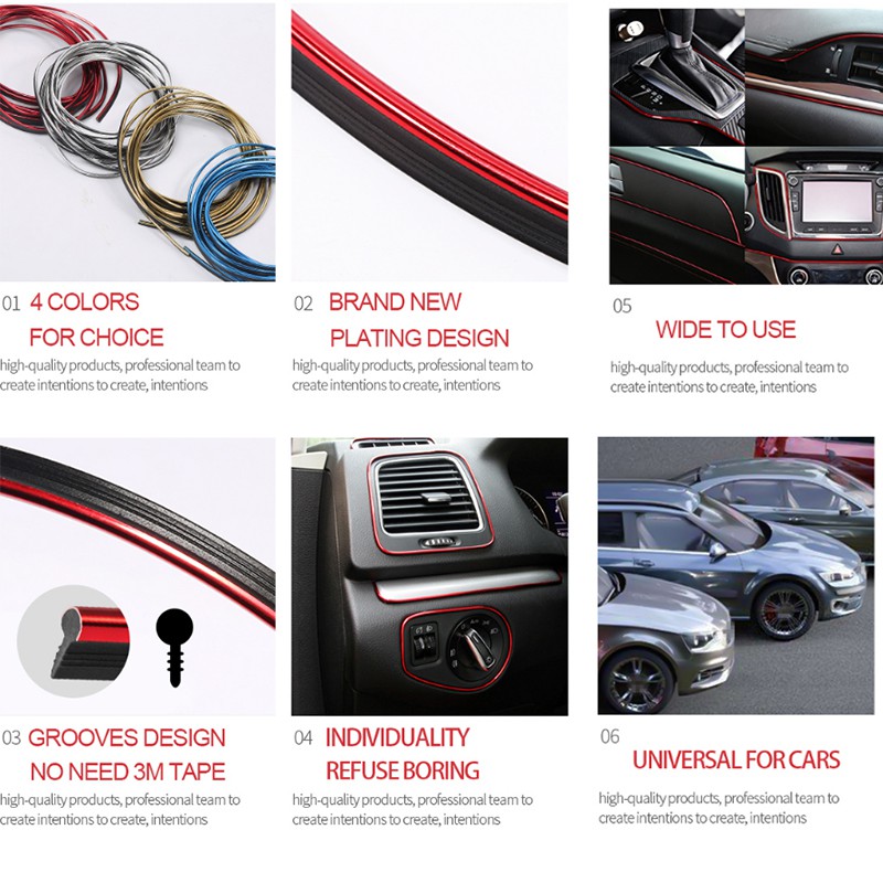 Dải dán trang trí nội thất/bảng điều khiển xe ô tô SEAMETAL thiết kế linh hoạt 3/5m DIY