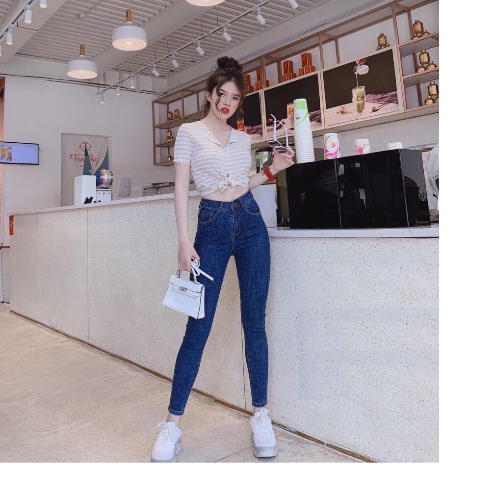 QUẦN JEAN NỮ LƯNG CAO ĐAI TRƠN TÔN GIÁNG SIÊU ĐẸP, ĐTR006
