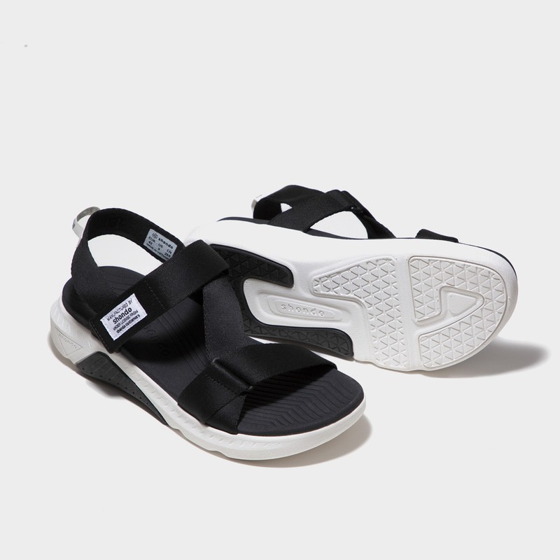 Giày Sandals Unisex Shondo F7 Racing Đế Trắng Phối Đen Quai Đen F7R0010