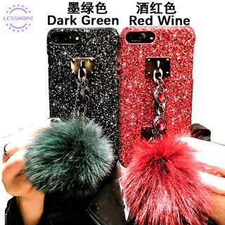 Ốp điện thoại móc treo bông tròn cho iPhone X 8 7 6 6S Plus