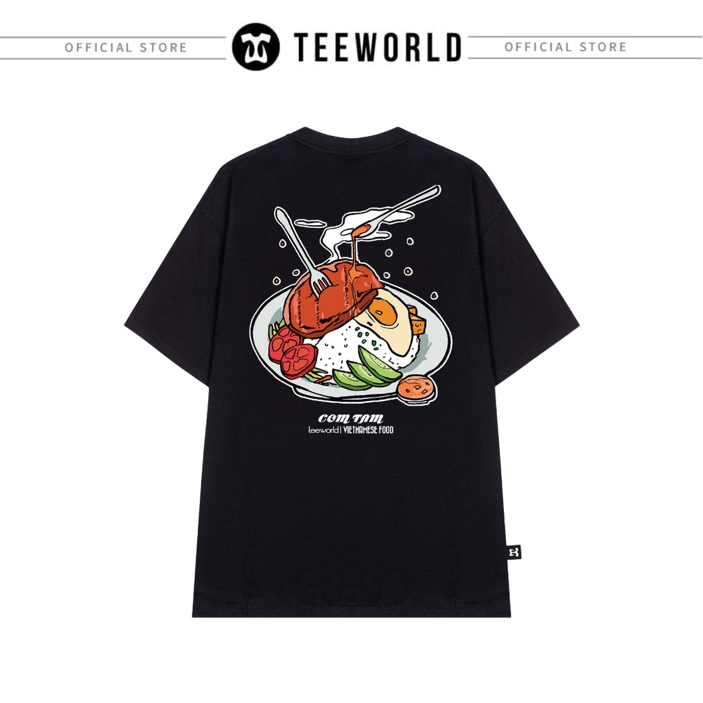 Áo thun món ăn Việt Nam - áo thun Local Brand Teeworld TW x Vietnamese Food - Cơm Tấm Nam Nữ Trắng Đen Form Rộng Unisex