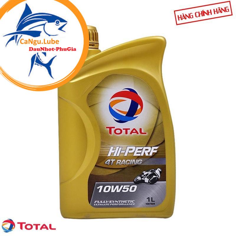 Nhớt Total 4T Racing 10W50 1L dành cho xe số và xe côn tay, nhớt tổng hợp 100% total racing 10W50 1L của Pháp