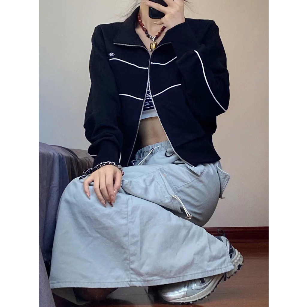 Áo Khoác Thể Thao Chạy Bộ Akaoka West Phối Sọc Tương Phản Phong Cách Mới