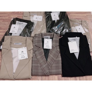 áo khoác blazer nâu đen kẻ