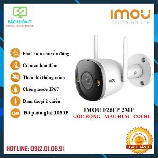 Camera WIFI ngoài trời phiên bản cao cấp 2022 của IMOU, quay có màu ban đêm siêu nét IMOU F46FP 4MP - IMOU F26FP 2MP