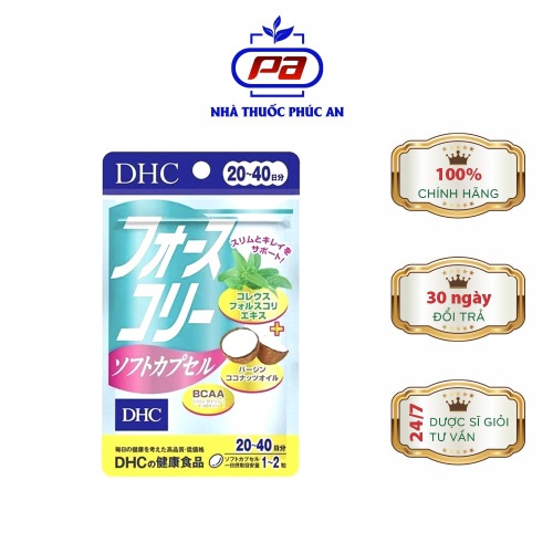 Viên Uống Giảm Cân, Giảm Mỡ Dầu Dừa DHC Forskohlii Nhật Bản 20 Ngày