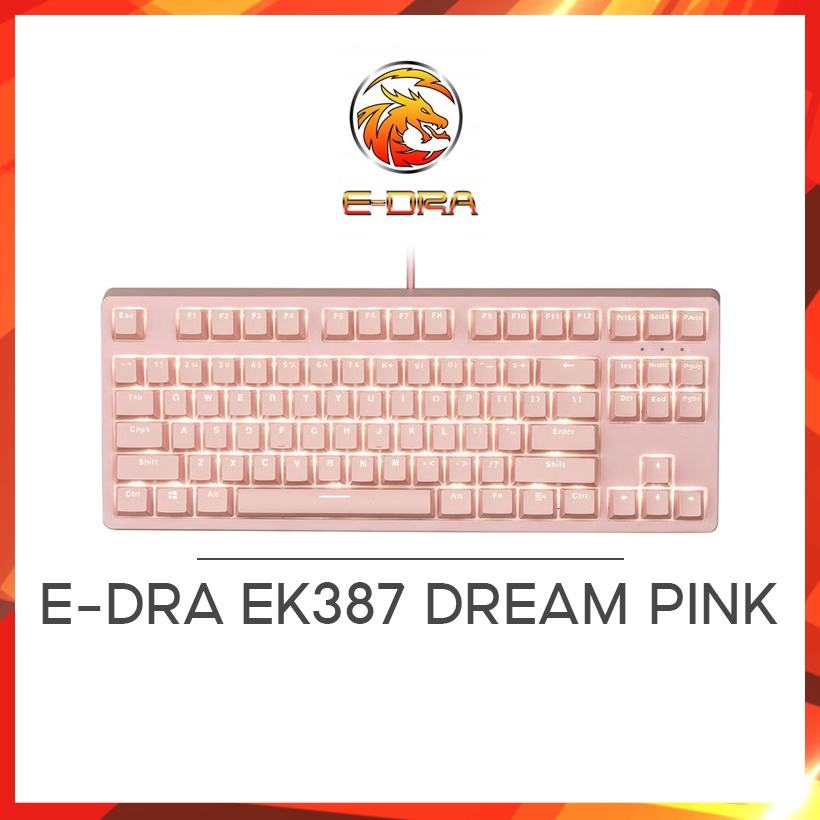 Bàn phím cơ E-Dra EK387 Dream Pink V2 (Bản 2022, E-DRA Switch) - Bảo hành 24 tháng chính hãng