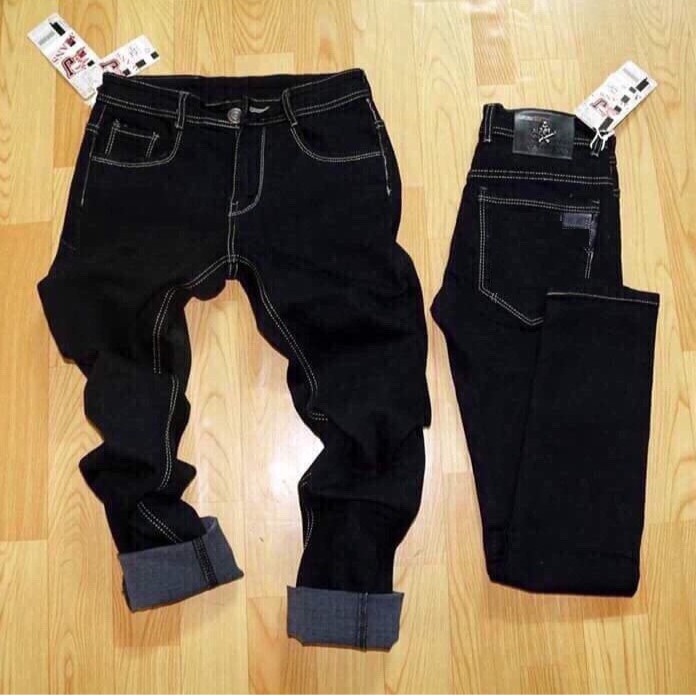 quần jean nam, đen trơn chỉ nổi ( CHẤT CO GIÃN ) Q1105