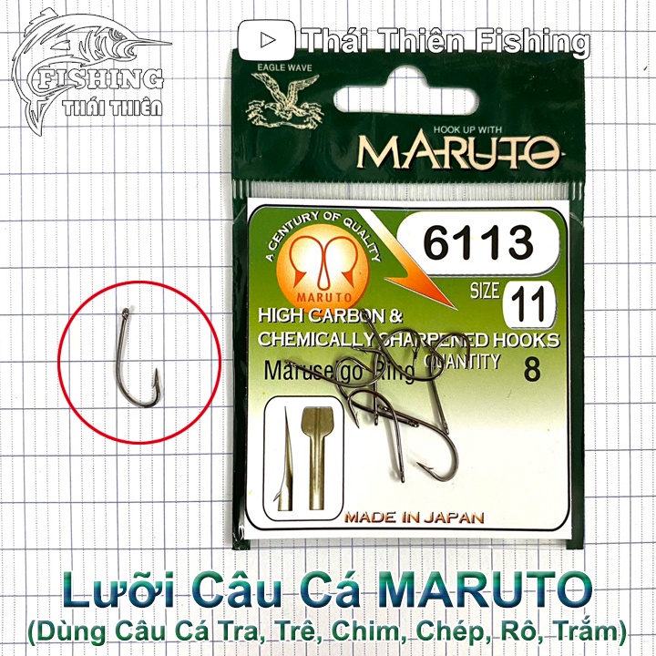 Lưỡi Câu Cá Maruseigo Maruto 6113 Chất Liệu Carbon Siêu Cứng Dùng Câu Cá Chép Rô Phi Mè Tra Trê Chim