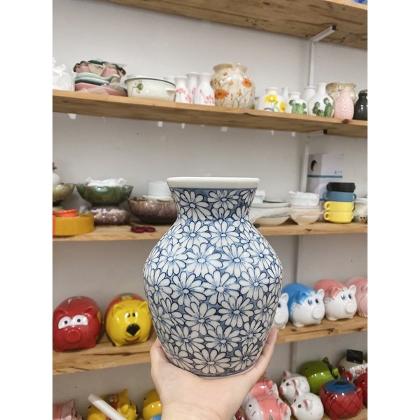 Bộ Ấm Trà Cốc Chén Sứ Hoạ Tiết Hoa Cúc Vẽ Tay Kĩ 1200ml Gốm Sứ Cao Cấp Bát Tràng Bộ Bình Uống Nước