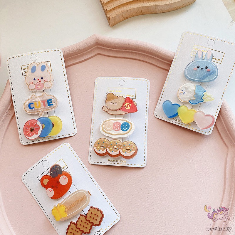 Kẹp tóc màu kẹo họa tiết hoạt hình phong cách Hàn Quốc đáng yêu dành cho bé gái