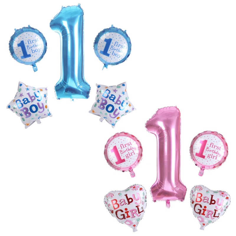 Bộ 5 Bong Bóng Foil Họa Tiết Chữ Happy Birthday 1 Dùng Trang Trí Tiệc Sinh Nhật Cho Bé