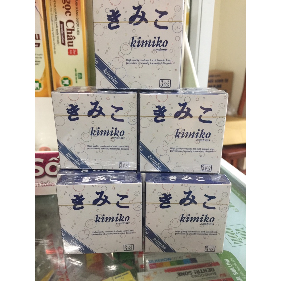 Bao cao su mỏng Kimiko gai li ti NHẬT BẢN hộp 3 cái