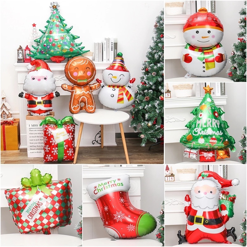 Bong bóng lá nhôm hình ông già Noel hoạt hình trang trí nhà cửa dịp giáng sinh chất lượng cao