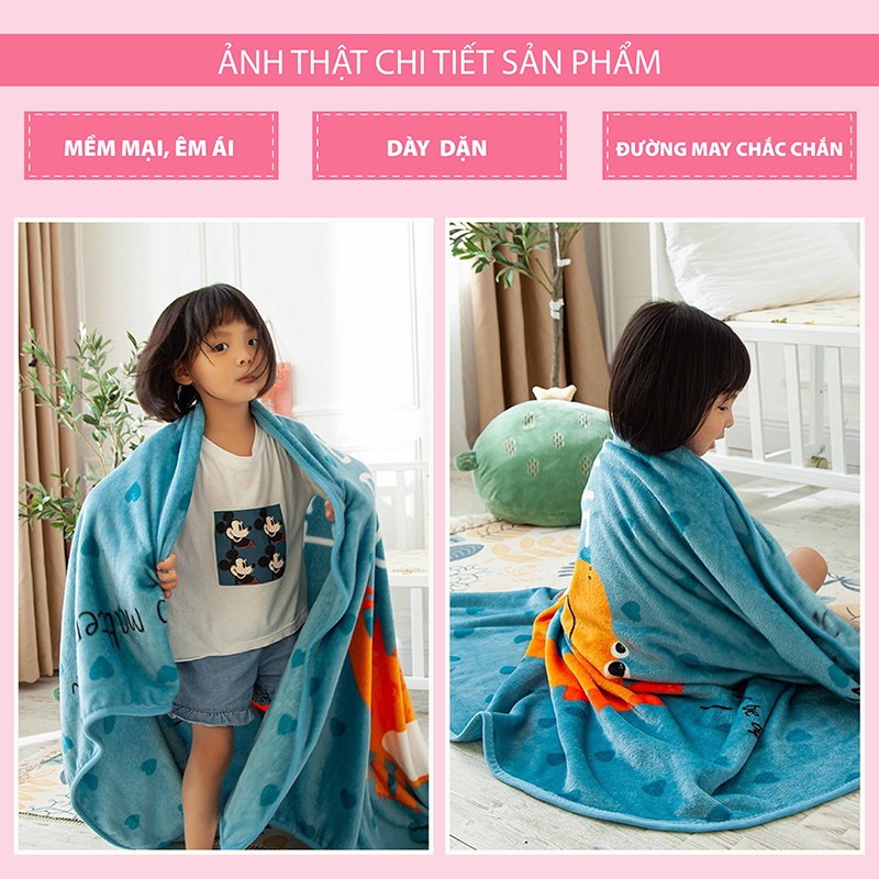 Chăn lông cho bé đi học, chăn tuyết văn phòng vải nhung chất tuyết nỉ nhung - Kích thước 1m x 1m4