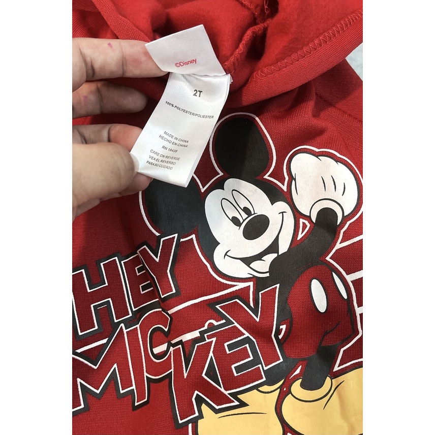 [12m-5y] Aó hoddie nỉ bông dài tay thu đông Disney hình mickey hai màu đỏ ghi xuất dư