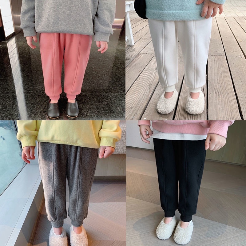 Quần nỉ thể thao lót lông cừu dày ấm cho bé trai bé gái từ 10kg-30kg,Quần Thể Thao Thời Trang Mùa Đông Dành Cho Bé Gái