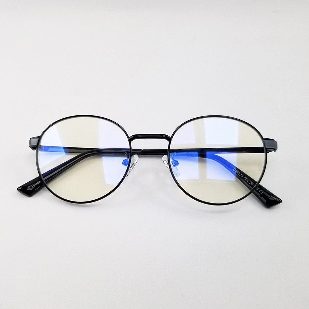 Gọng kính cận nam nữ mắt tròn kim loại cao cấp màu đen GC29223. Tròng kính giả cận 0 độ | BigBuy360 - bigbuy360.vn