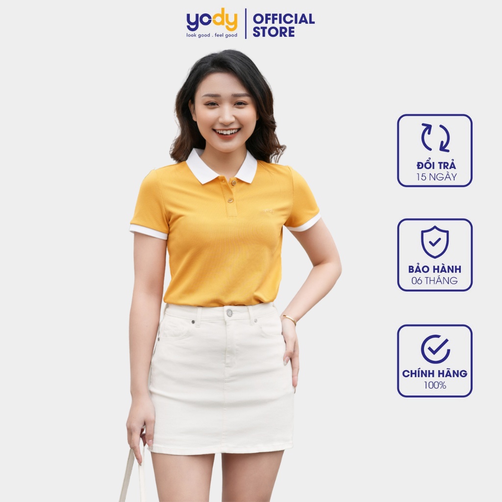 Áo polo nữ YODY chất liệu cafe phối màu áo có cổ - APN5382