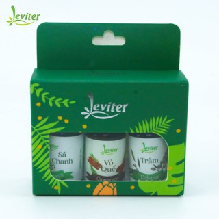 Combo Tinh Dầu sức khỏe Leviter: Tinh dầu Quế, Tràm, Sả Chanh 10ml x 3 lọ, tinh dầu thơm phòng