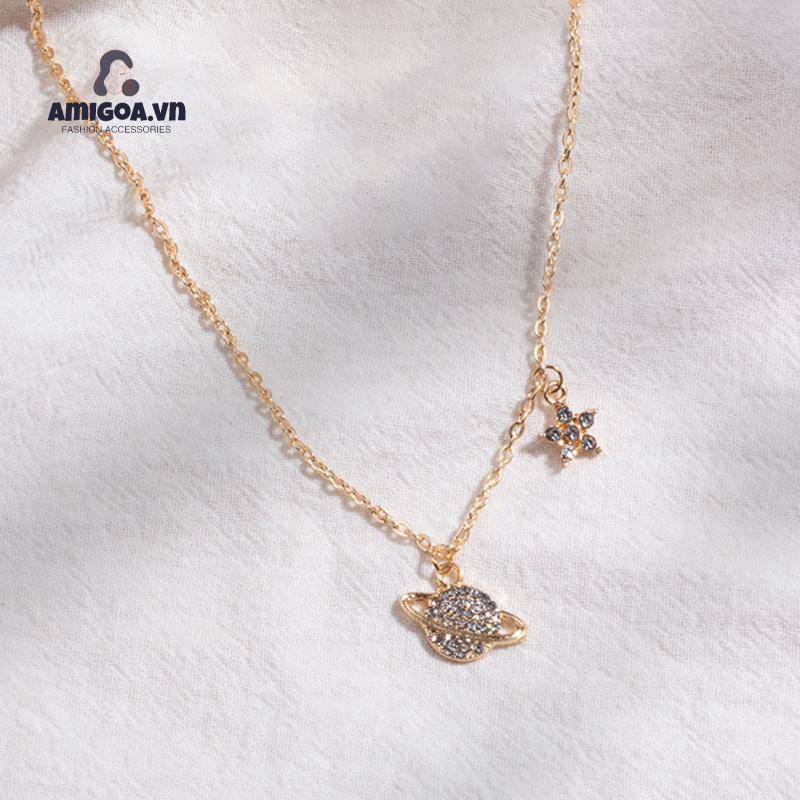 Vòng cổ Mặt Thiết Kế Ngôi Sao Mặt Trăng Thời Trang Dành Cho Nữ