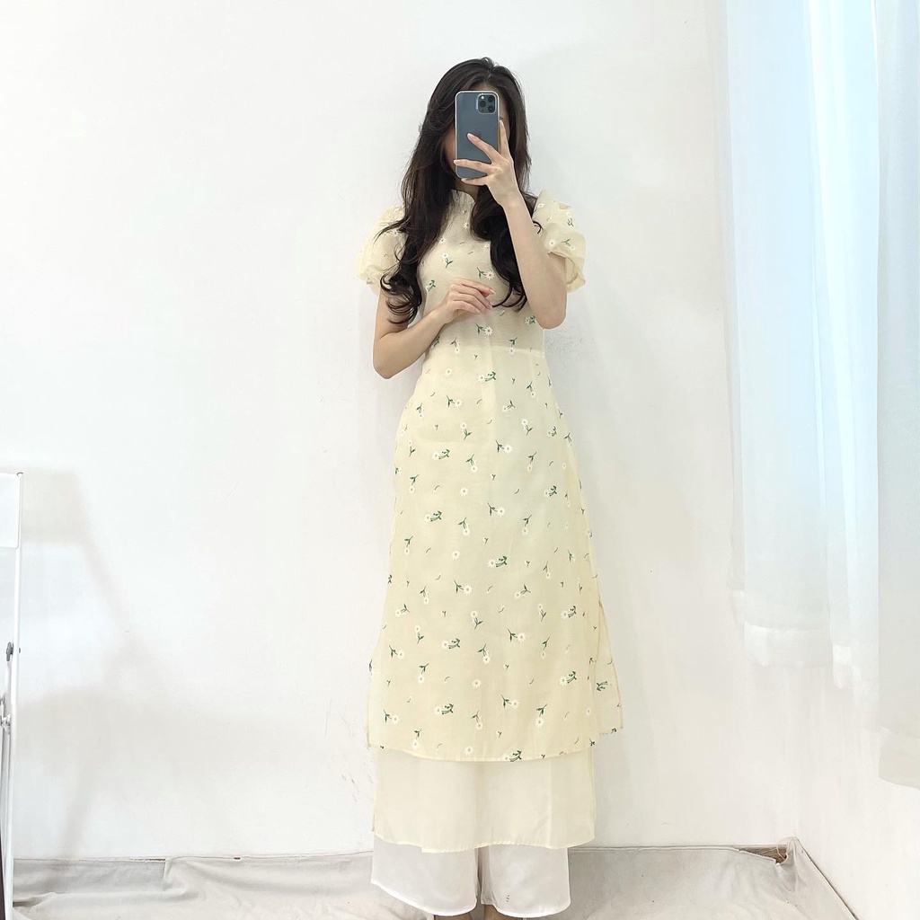 (FREESHIP) set áo dài hoa cách tân new miho.houe
