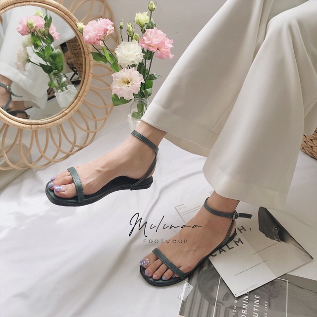 SANDAL NỮ DÂY NGANG MÃNH QUAI VÒNG CỔ DA MỀM 6 MÀU YÊU THÍCH C50 F0040