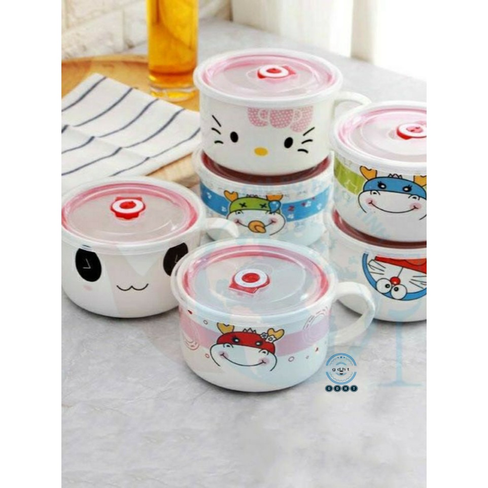 Ca ly sứ ăn mỳ kèm nắp nhựa