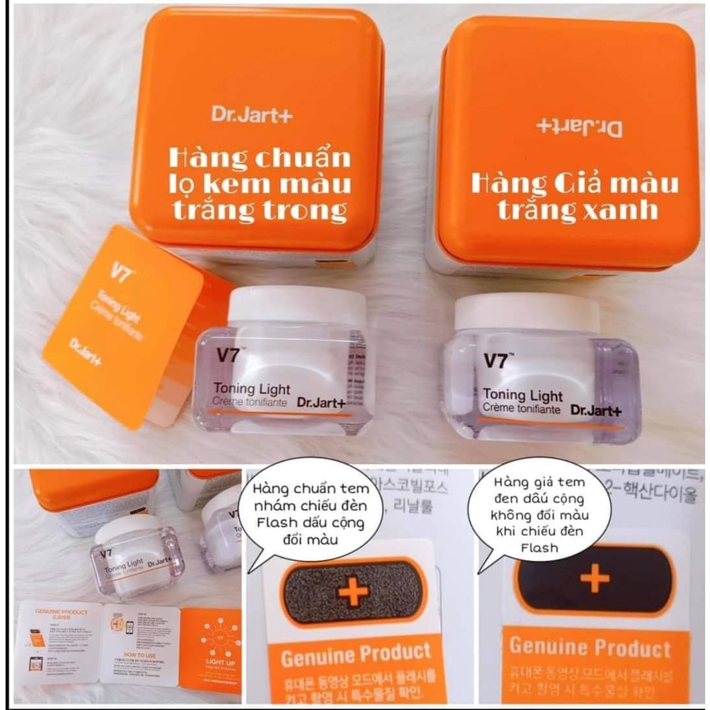 Kem dưỡng trắng da bật tone v7 toning light dr.jart+ full size 50ml chính hãng hàn quốc