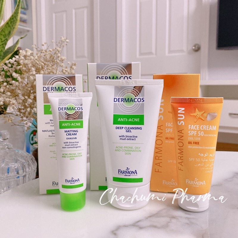 Sửa rửa mặt giảm viêm, giảm nhờn da Dermacos anti acne deep cleansing gel farmona 150ml