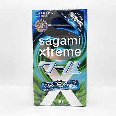 [ CHÍNH HÃNG ] - Bao cao su Sagami Xtreme Spearmint, Siêu mỏng, mát lạnh bạc hà, kéo dài cuộc yêu - Hộp 10 cái