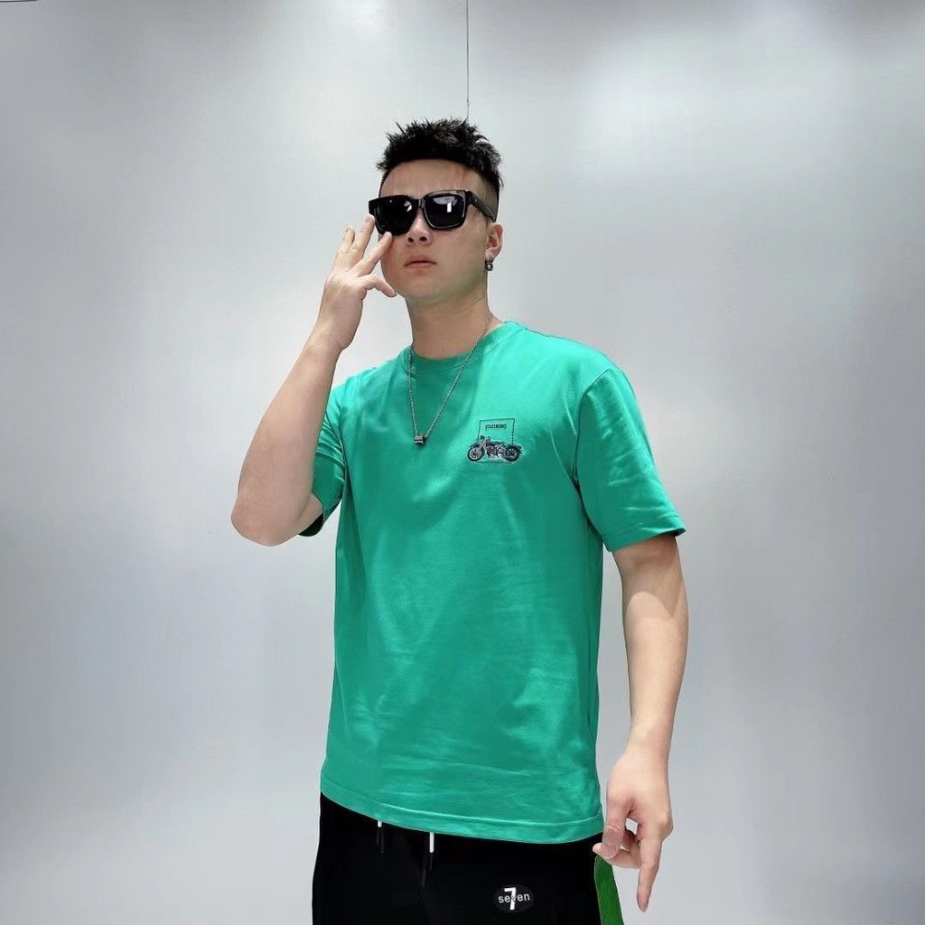 Áo Thun Cotton Ngắn Tay Dáng Rộng Thời Trang Retro Nam Tính