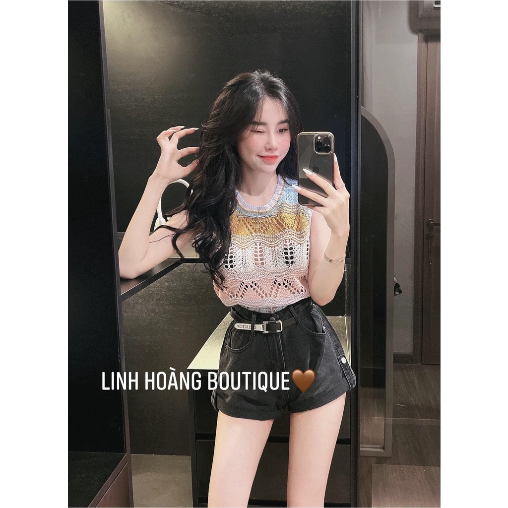 Áo Sát Nách Nữ Xanh Hồng - Phối Chất Montoghi