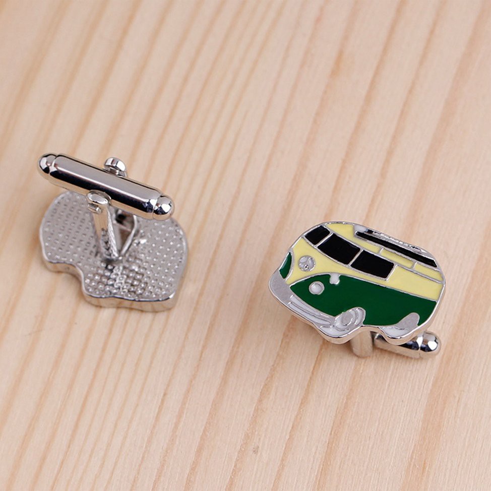 B1128 Fashion Creative Green bus cufflinks