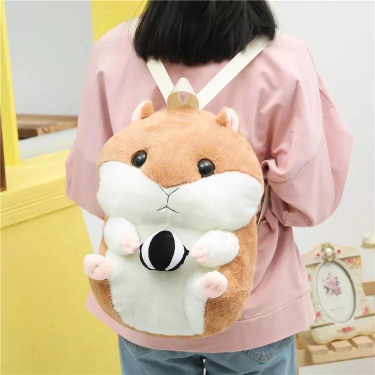 Ba lô sóc chuột Hamter phối 2 màu bông mềm mịn