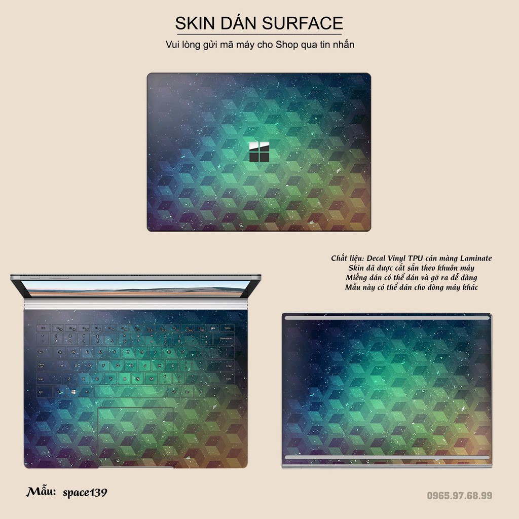 Miếng dán Skin bảo vệ mặt lưng Surface Pro 2/ Pro 3/ Pro 4/ Pro 5/ Pro 6/Pro 7/Pro X / Surface Go /Book in hình sưu  tầm