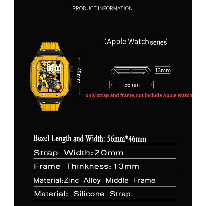 Dây Đeo Đồng Hồ Bằng Silicone Và Kim Loại Cho Apple Watch 7 SE 6 5 4 Band 44mm 45mm