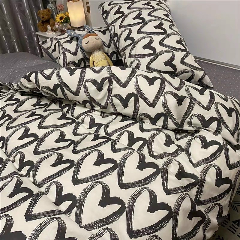 Bộ chăn ga gối poly cotton - Tim sơn ( Không kèm ruột )