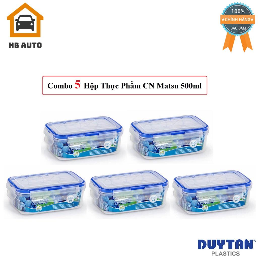 Combo 5 Hộp Nhựa Chữ Nhật Đựng Thực Phẩm Duy Tân Matsu 500ml (16 x 11 x 6 cm) No.431