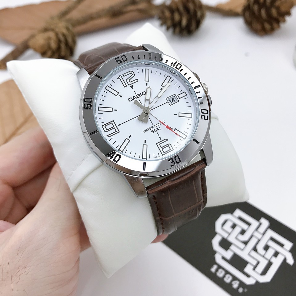 Đồng hồ nam Casio MTP-VD01L / MTP-VD01L-2B dây da, size 45mm, chống nước 50m, hàng chính hãng