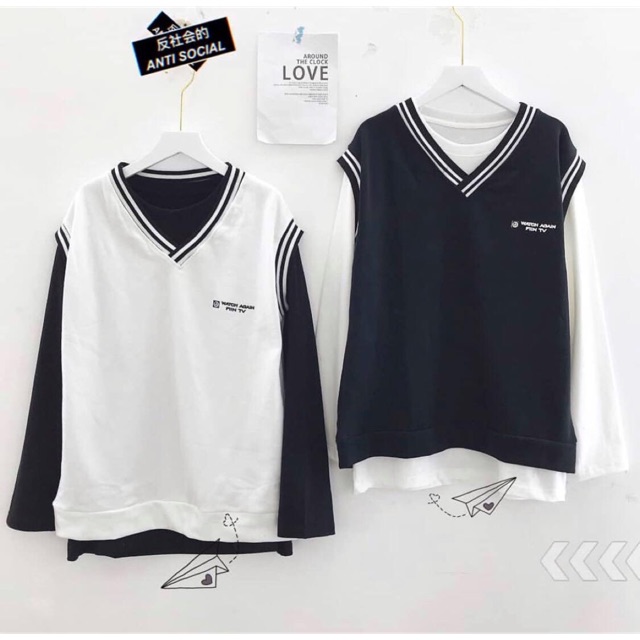Áo Gile viền 2 sọc TRẮNG/ĐEN /Nam nữ unisex/FREESHIP 99K ❤️