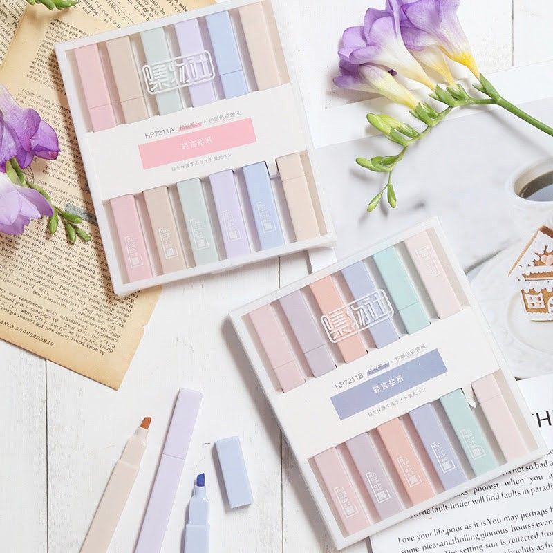 sét 6 Bút highlight pastel đầu HAKI, bút đánh dấu nhớ dòng morandi trang trí sổ bullet journal