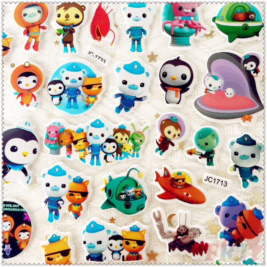 ❀ Miếng Dán Phần Thưởng Tự Làm The Octonauts Q-1 ❀ 1 Miếng Dán Bong Bóng 3D Bằng PVC Chống Nước