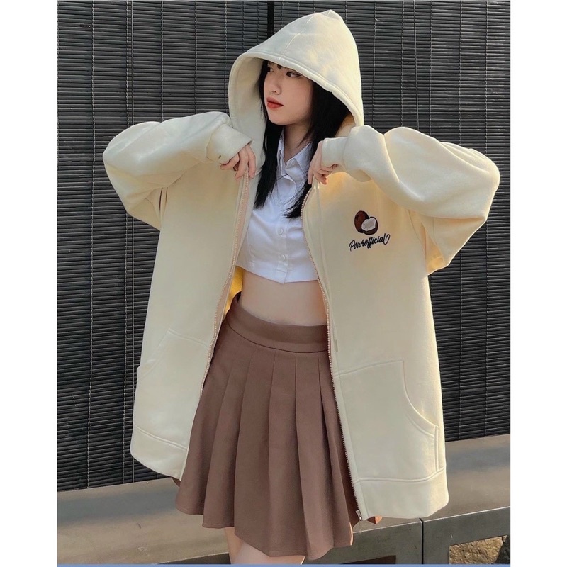 Áo khoác hoodie [CÓ ẢNH THẬT] form rộng unisex chất vải nỉ ngoại dày dặn trái dừa