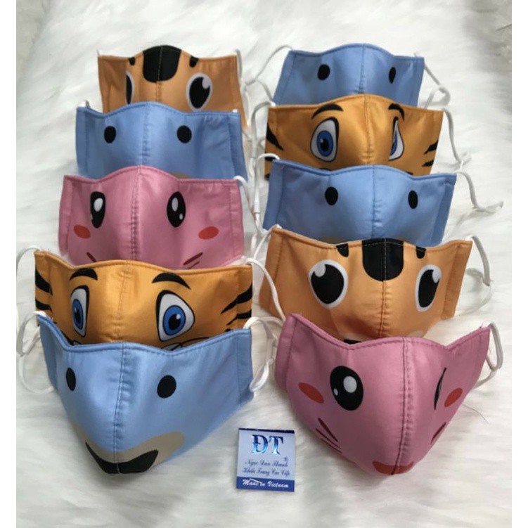 Khẩu trang in 3D hình con vật cho bé size 2-8 tuổi