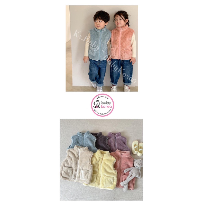 Áo khoác gile lông mềm mịn ấm áp made in Korea cho bé thời trang trẻ em BABYKOREA