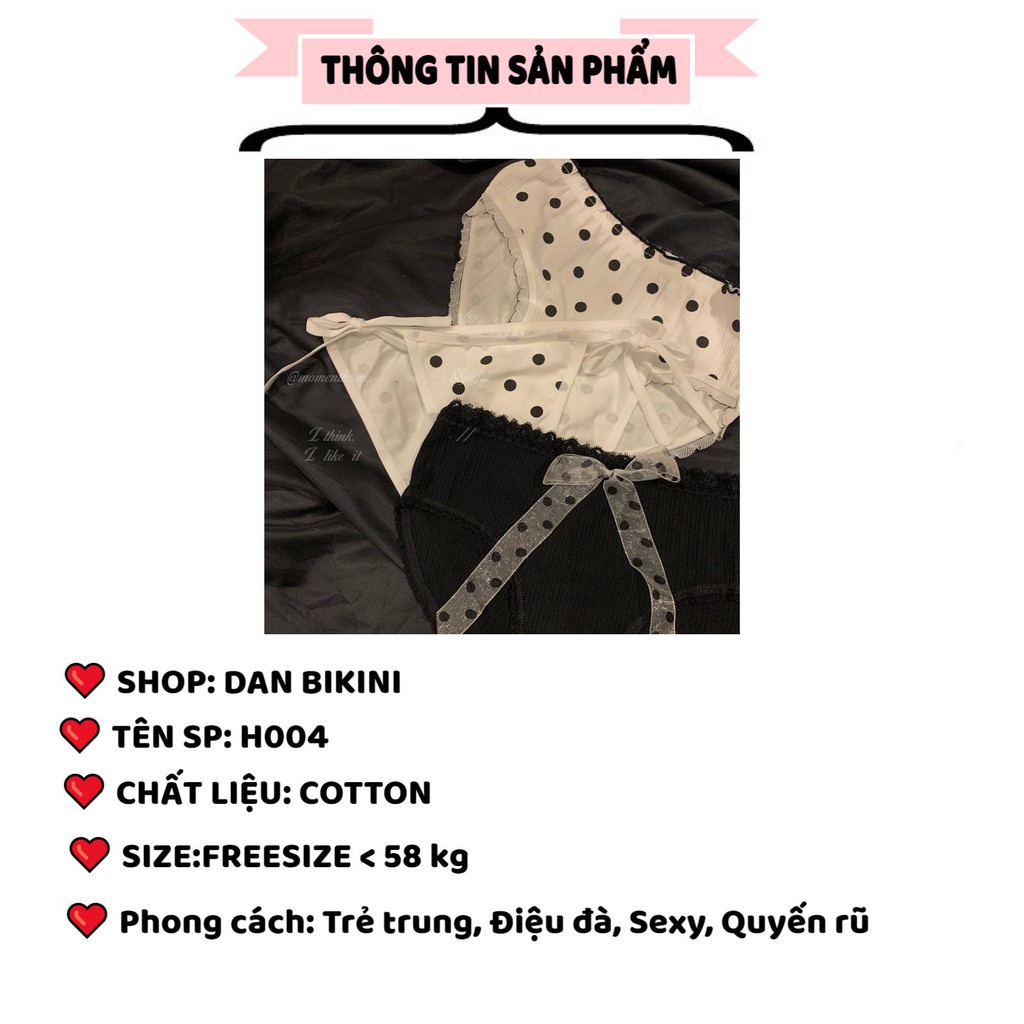 Quần Lót Nữ cotton họa tiết chấm bi đính nơ điệu đà mã H004