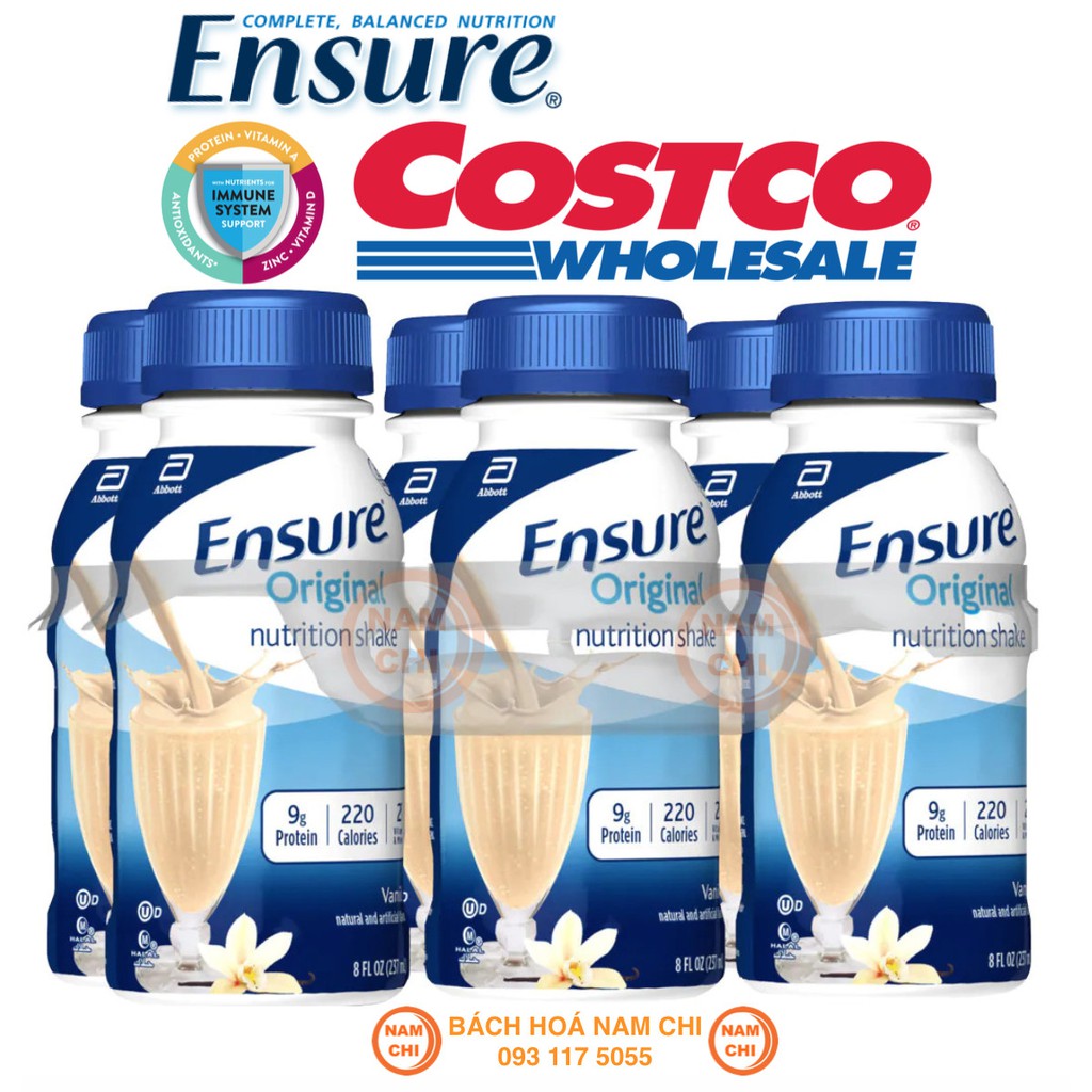 [ABBOTT USA] COMBO 6 CHAI SỮA ENSURE ORIGINAL NUTRITION SHAKE VANILLA ENSURE MỸ 237ML (CHUẨN USA)