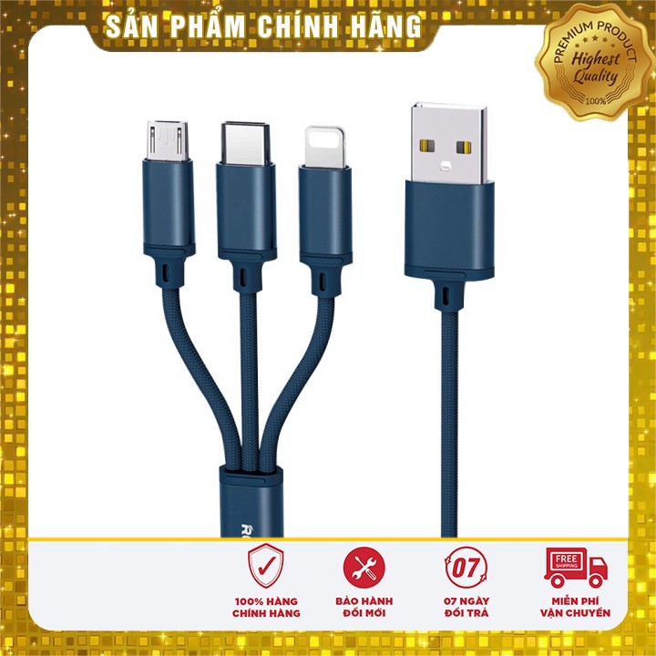 🌟CHÍNH HÃNG 🌟 Cáp sạc 3 đầu Remax rc-131th micro / type c / lightning